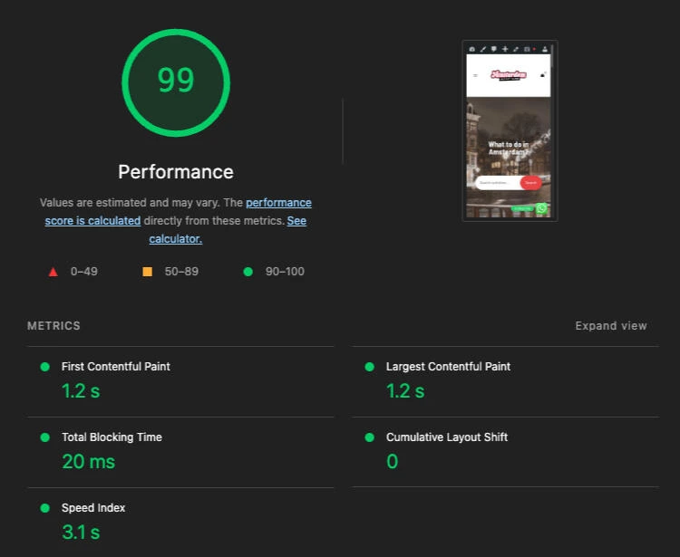 Website performance audit example